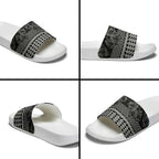 Black Taniko Kowhaiwhai Tukutuku Motif Slide Sandals - Aussie Hoodie