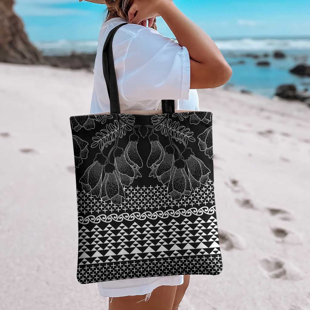 Black Taniko Kowhaiwhai Tukutuku Motif Tote Bag - Aussie Hoodie