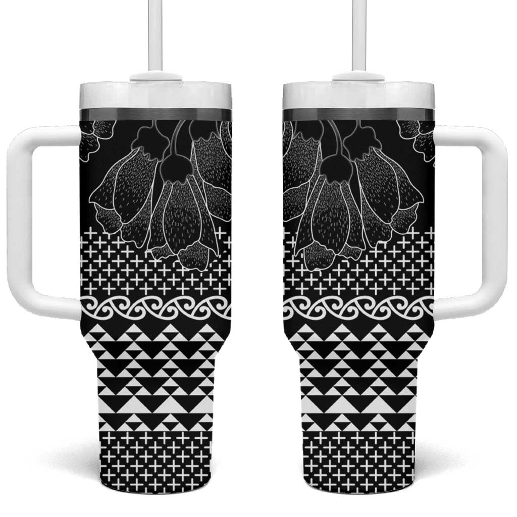 Black Taniko Kowhaiwhai Tukutuku Motif Tumbler With Handle