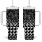 Black Taniko Kowhaiwhai Tukutuku Motif Tumbler With Handle
