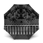 Black Taniko Kowhaiwhai Tukutuku Motif Umbrella - Aussie Hoodie
