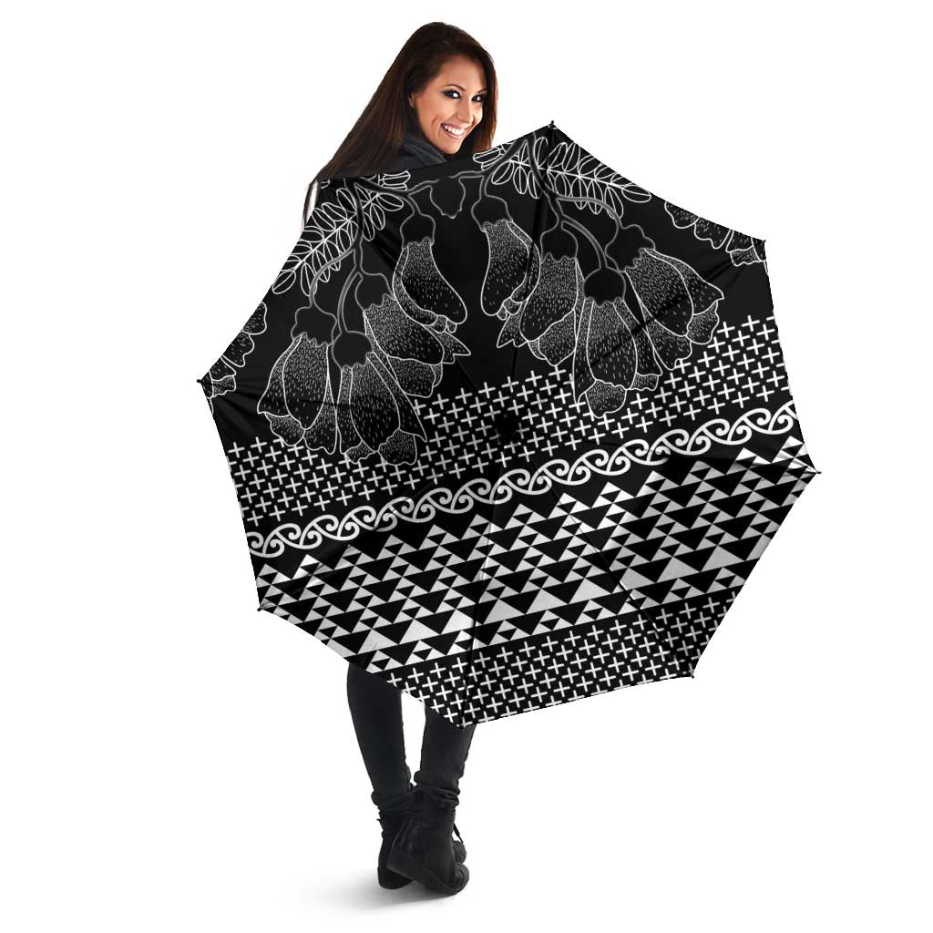 Black Taniko Kowhaiwhai Tukutuku Motif Umbrella - Aussie Hoodie