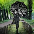 Black Taniko Kowhaiwhai Tukutuku Motif Umbrella - Aussie Hoodie