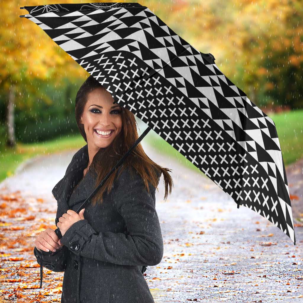 Black Taniko Kowhaiwhai Tukutuku Motif Umbrella - Aussie Hoodie