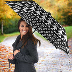 Black Taniko Kowhaiwhai Tukutuku Motif Umbrella - Aussie Hoodie