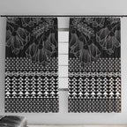 Black Taniko Kowhaiwhai Tukutuku Motif Window Curtain
