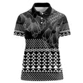 Black Taniko Kowhaiwhai Tukutuku Motif Women Polo Shirt