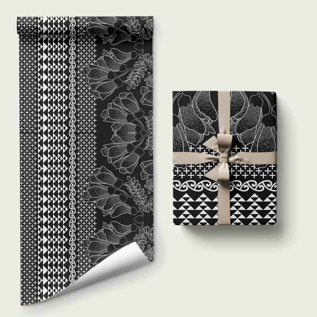 Black Taniko Kowhaiwhai Tukutuku Motif Wrapping Paper - Aussie Hoodie