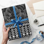 Black Taniko Kowhaiwhai Tukutuku Motif Wrapping Paper - Aussie Hoodie