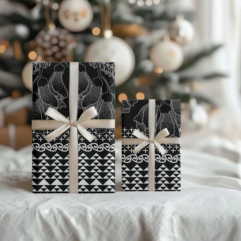 Black Taniko Kowhaiwhai Tukutuku Motif Wrapping Paper - Aussie Hoodie