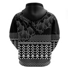 Black Taniko Kowhaiwhai Tukutuku Motif Zip Hoodie