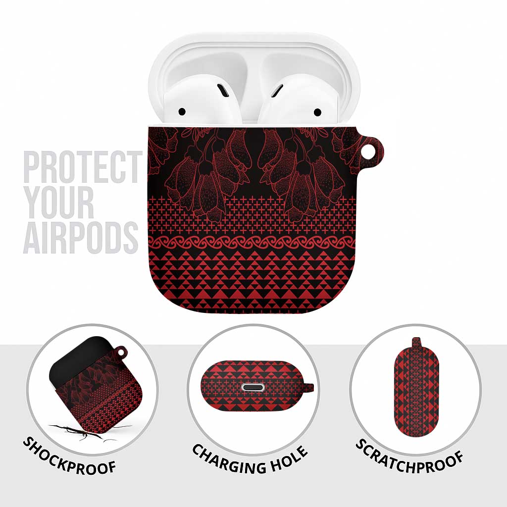 Red Taniko Kowhaiwhai Tukutuku Motif AirPods Case - Aussie Hoodie