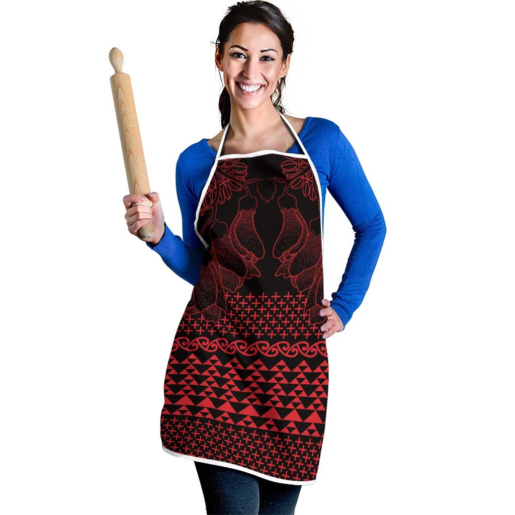 Red Taniko Kowhaiwhai Tukutuku Motif Apron - Aussie Hoodie
