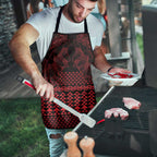 Red Taniko Kowhaiwhai Tukutuku Motif Apron - Aussie Hoodie