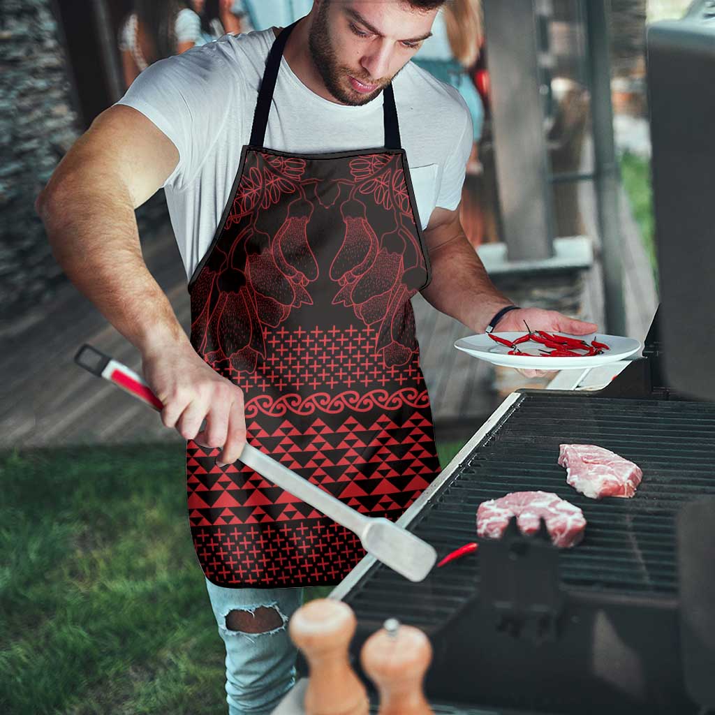 Red Taniko Kowhaiwhai Tukutuku Motif Apron - Aussie Hoodie