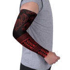 Red Taniko Kowhaiwhai Tukutuku Motif Arm Sleeves - Aussie Hoodie