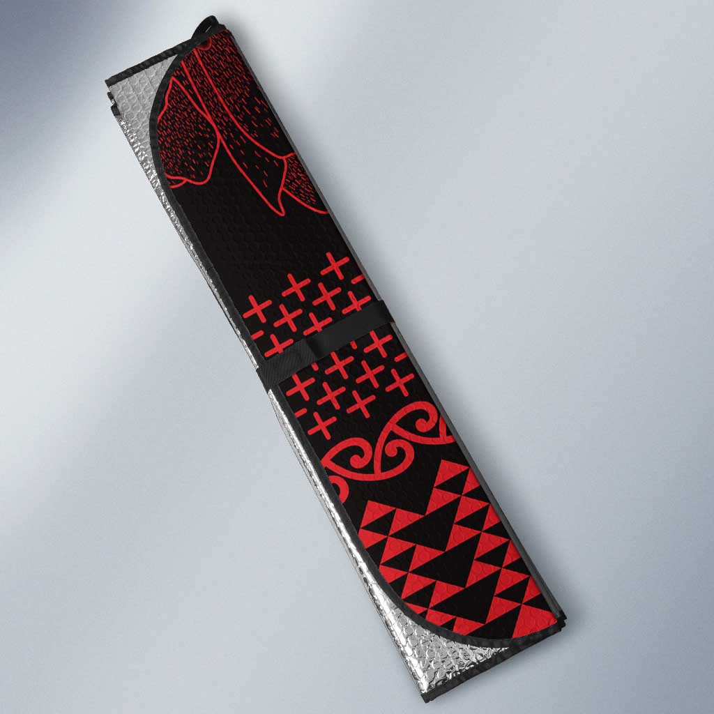 Red Taniko Kowhaiwhai Tukutuku Motif Auto Sun Shade - Aussie Hoodie