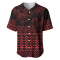 Red Taniko Kowhaiwhai Tukutuku Motif Baseball Jersey