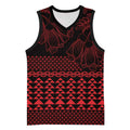 Red Taniko Kowhaiwhai Tukutuku Motif Basketball Jersey - Aussie Hoodie