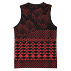 Red Taniko Kowhaiwhai Tukutuku Motif Basketball Jersey - Aussie Hoodie