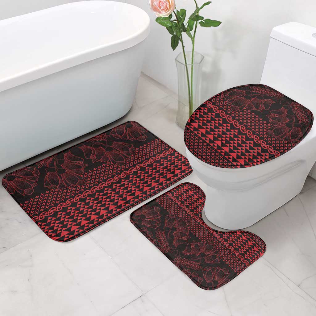Red Taniko Kowhaiwhai Tukutuku Motif Bathroom Set - Aussie Hoodie