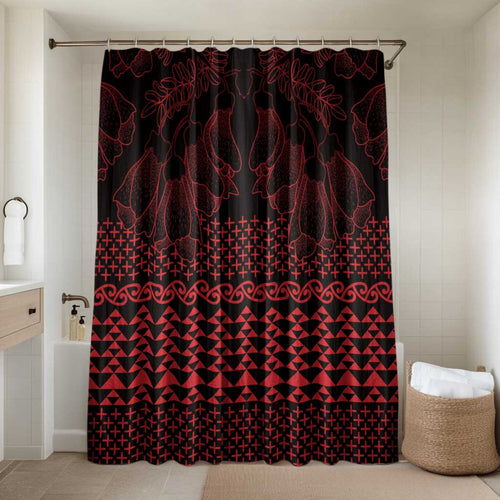 Red Taniko Kowhaiwhai Tukutuku Motif Bathroom Set - Aussie Hoodie