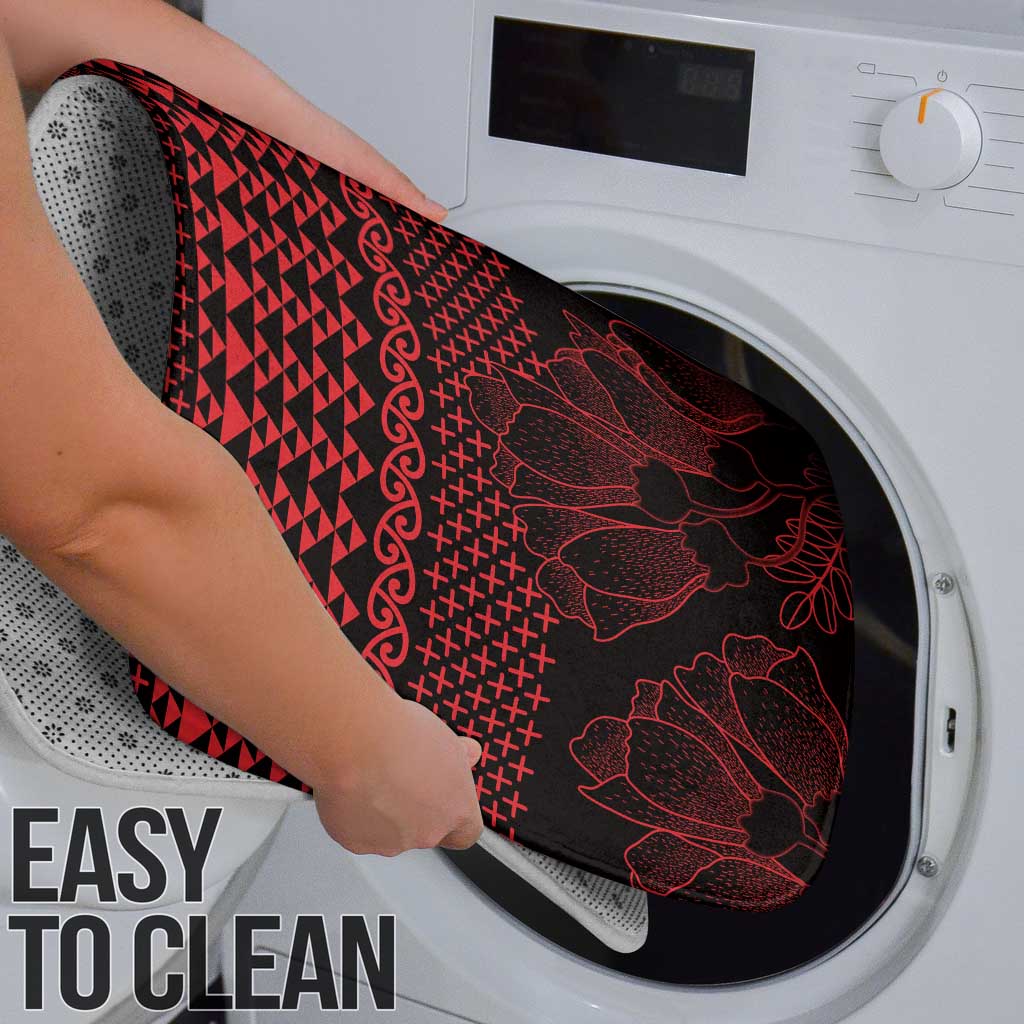 Red Taniko Kowhaiwhai Tukutuku Motif Bathroom Set - Aussie Hoodie