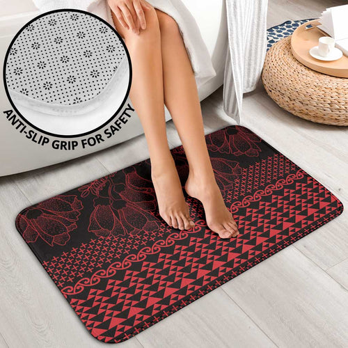 Red Taniko Kowhaiwhai Tukutuku Motif Bathroom Set - Aussie Hoodie