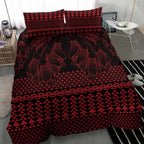 Red Taniko Kowhaiwhai Tukutuku Motif Bedding Set