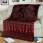 Red Taniko Kowhaiwhai Tukutuku Motif Blanket