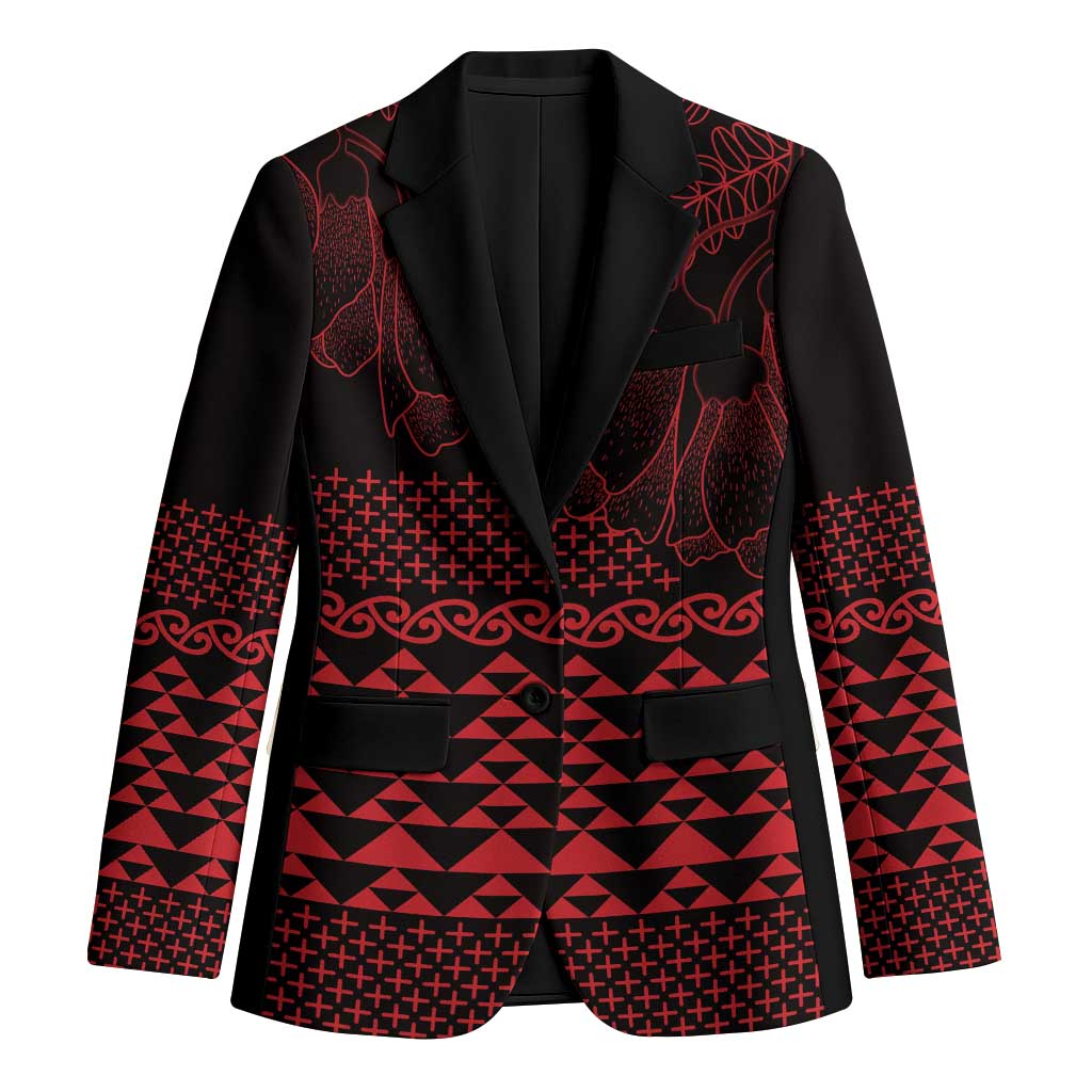 Red Taniko Kowhaiwhai Tukutuku Motif Blazer - Aussie Hoodie