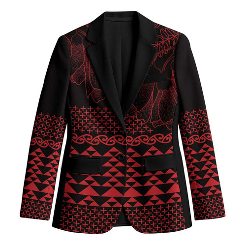 Red Taniko Kowhaiwhai Tukutuku Motif Blazer - Aussie Hoodie