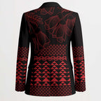 Red Taniko Kowhaiwhai Tukutuku Motif Blazer - Aussie Hoodie