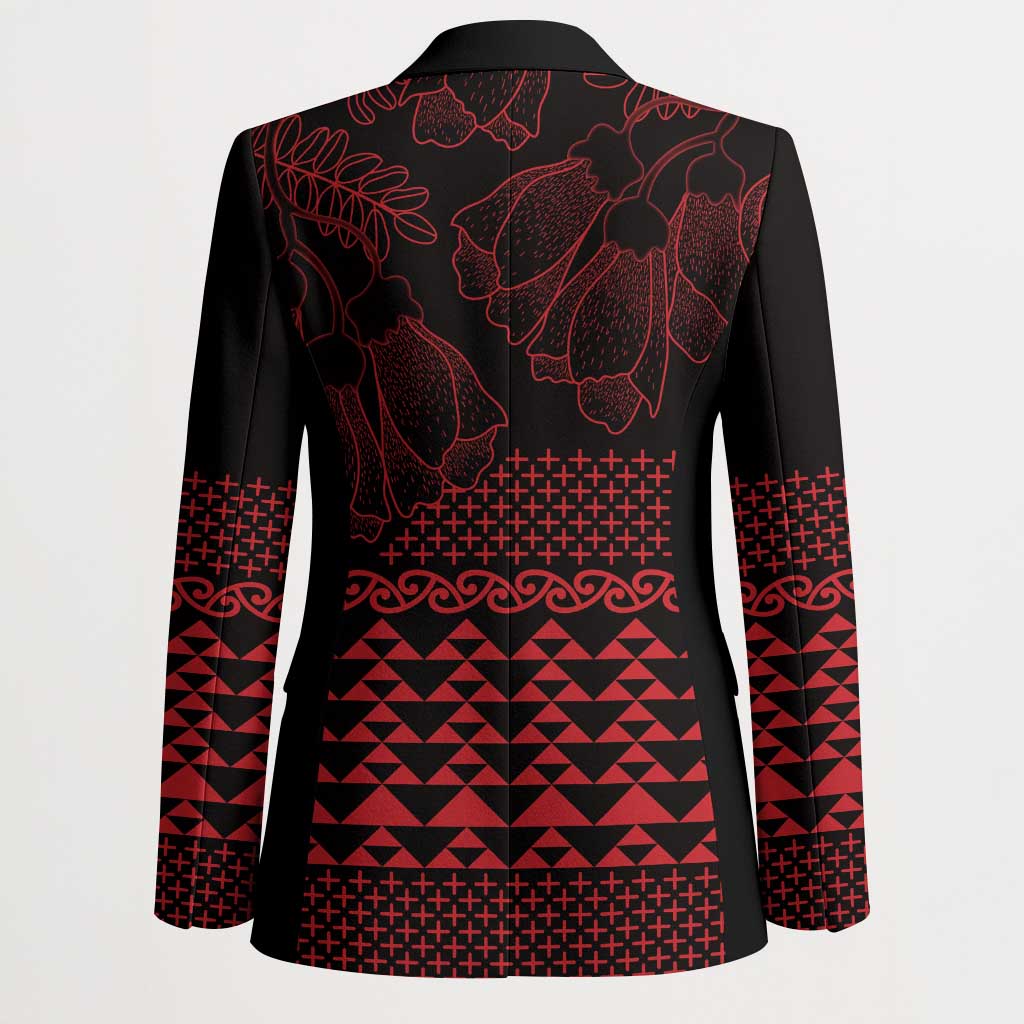 Red Taniko Kowhaiwhai Tukutuku Motif Blazer - Aussie Hoodie
