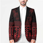 Red Taniko Kowhaiwhai Tukutuku Motif Blazer - Aussie Hoodie