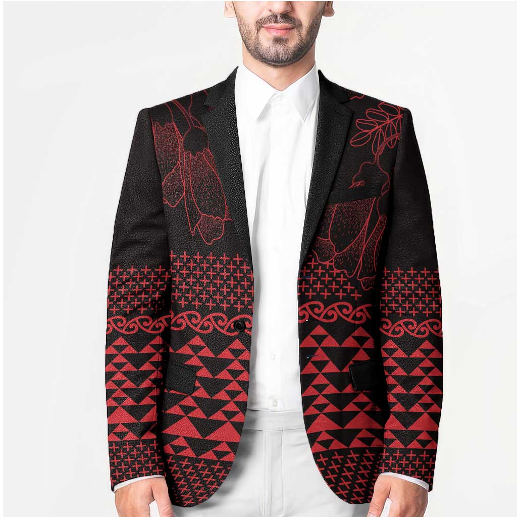Red Taniko Kowhaiwhai Tukutuku Motif Blazer - Aussie Hoodie