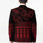 Red Taniko Kowhaiwhai Tukutuku Motif Blazer - Aussie Hoodie