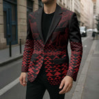 Red Taniko Kowhaiwhai Tukutuku Motif Blazer - Aussie Hoodie