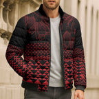 Red Taniko Kowhaiwhai Tukutuku Motif Bomber Puffer Jacket - Aussie Hoodie