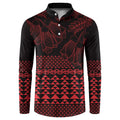 Red Taniko Kowhaiwhai Tukutuku Motif Button Sweatshirt