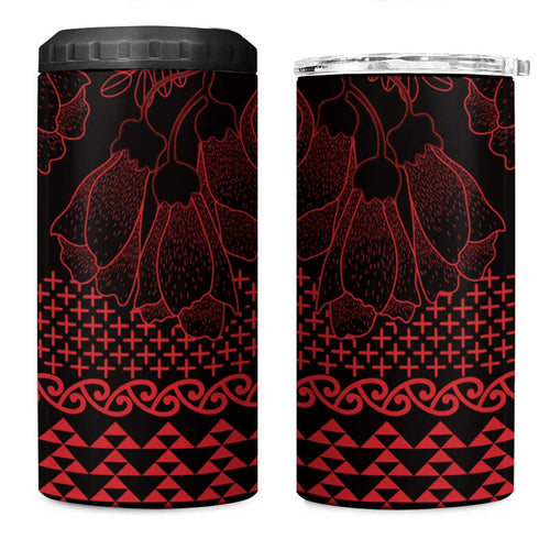 Red Taniko Kowhaiwhai Tukutuku Motif 4 in 1 Can Cooler Tumbler