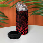 Red Taniko Kowhaiwhai Tukutuku Motif 4 in 1 Can Cooler Tumbler