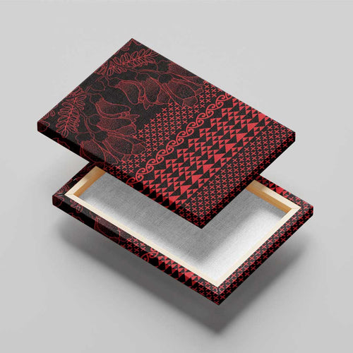 Red Taniko Kowhaiwhai Tukutuku Motif Canvas Wall Art