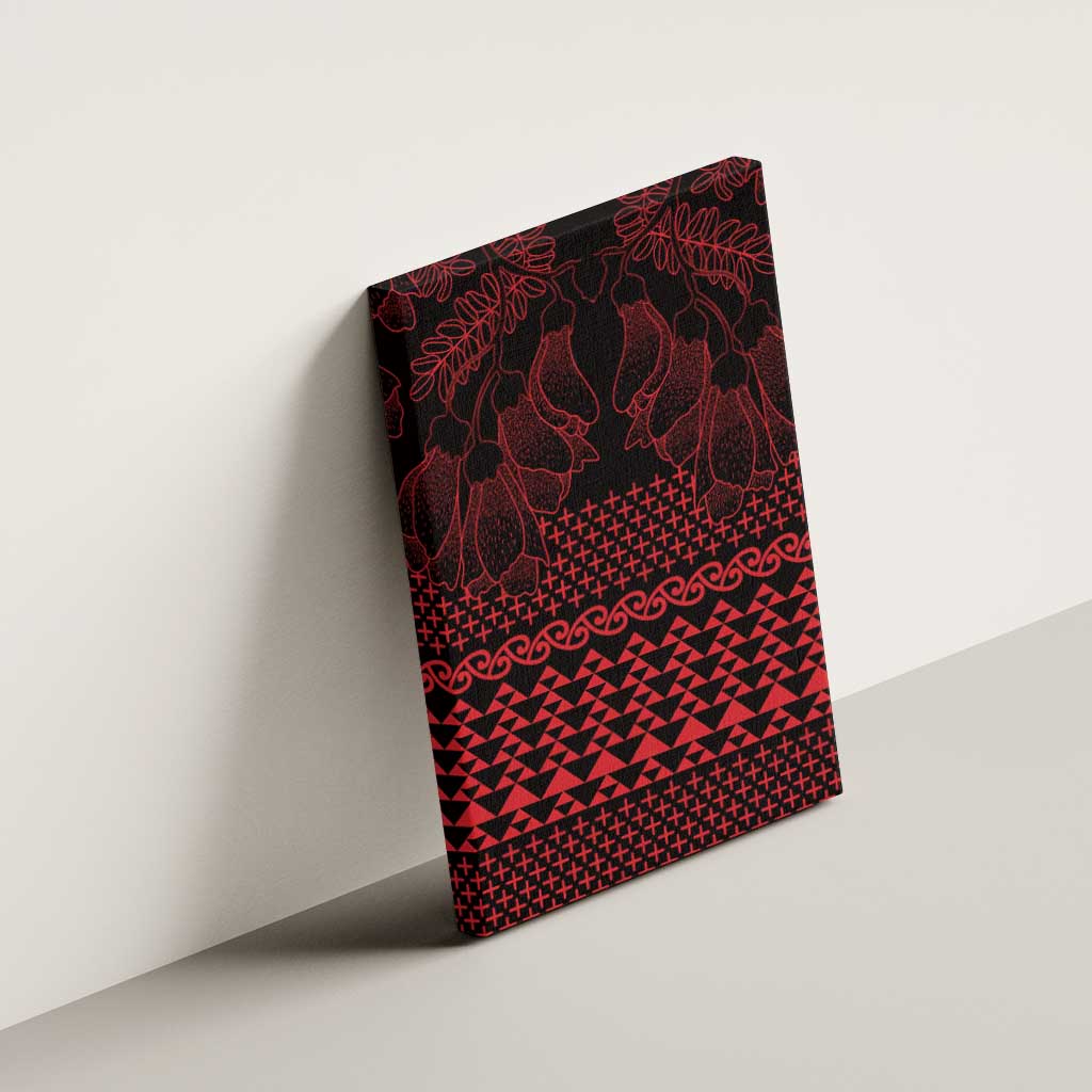 Red Taniko Kowhaiwhai Tukutuku Motif Canvas Wall Art