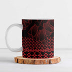 Red Taniko Kowhaiwhai Tukutuku Motif Ceramic Mug - Aussie Hoodie