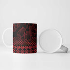 Red Taniko Kowhaiwhai Tukutuku Motif Ceramic Mug - Aussie Hoodie