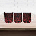 Red Taniko Kowhaiwhai Tukutuku Motif Ceramic Mug - Aussie Hoodie