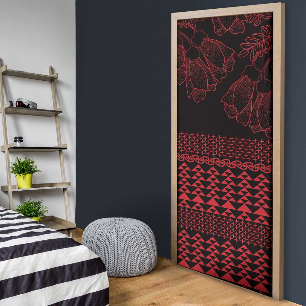 Red Taniko Kowhaiwhai Tukutuku Motif Door Cover - Aussie Hoodie