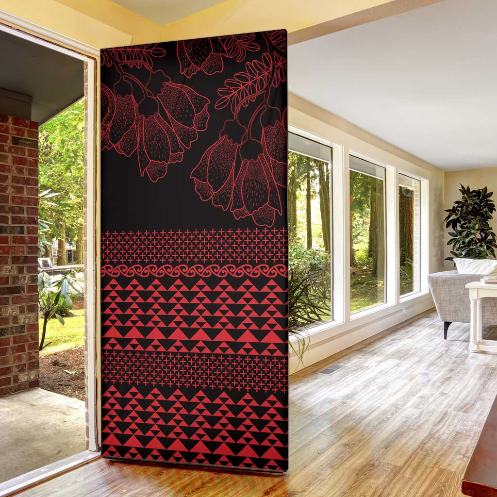 Red Taniko Kowhaiwhai Tukutuku Motif Door Cover - Aussie Hoodie