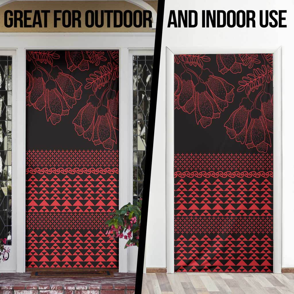 Red Taniko Kowhaiwhai Tukutuku Motif Door Cover - Aussie Hoodie